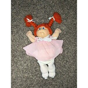 Vintage 1980s Cabbage Patch Doll with Orange Hair, Dress & Diaper , Preowned